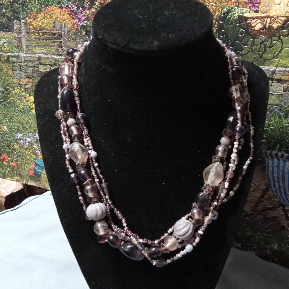 Vintage Avenue Brand Multi Mauve Color Beaded Necklace
